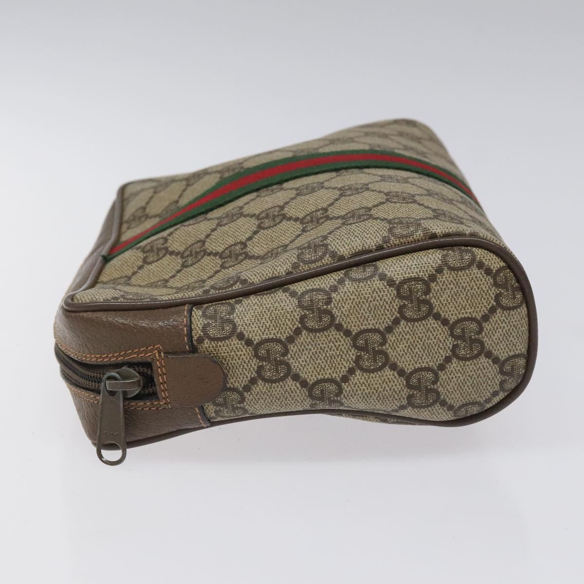 GUCCI GG Supreme Web Sherry Line Clutch Bag PVC Beige Red 89 01 012 Auth th5649