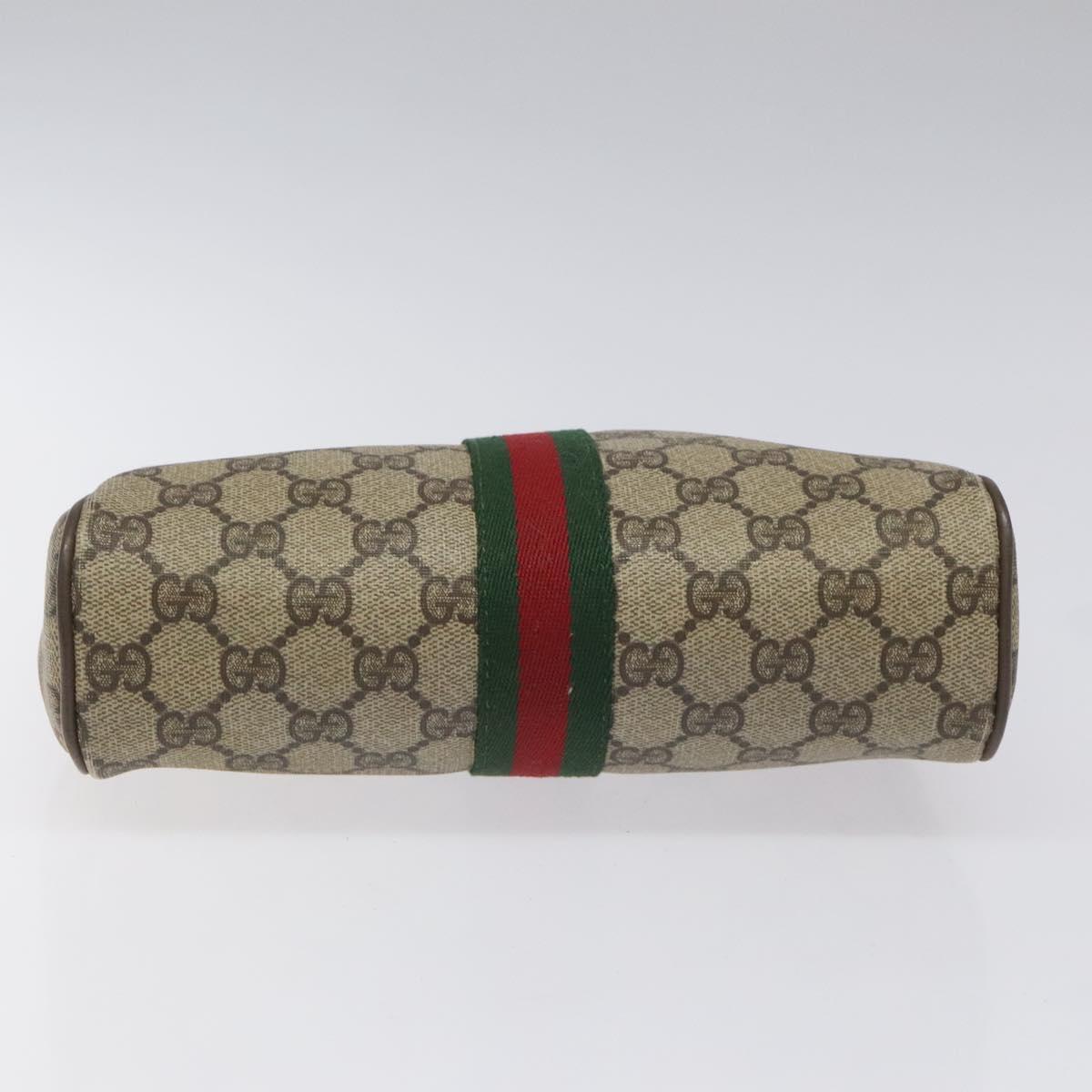GUCCI GG Supreme Web Sherry Line Clutch Bag PVC Beige Red 89 01 012 Auth th5649