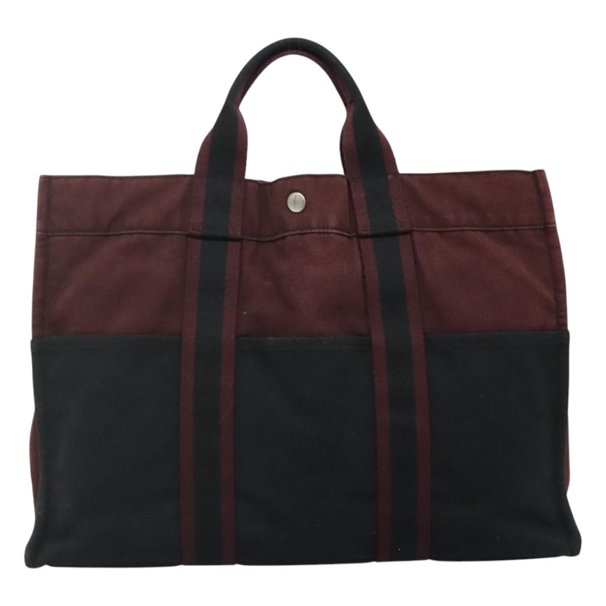 HERMES Fourre Tout MM Hand Bag Canvas Wine Red Auth th5651