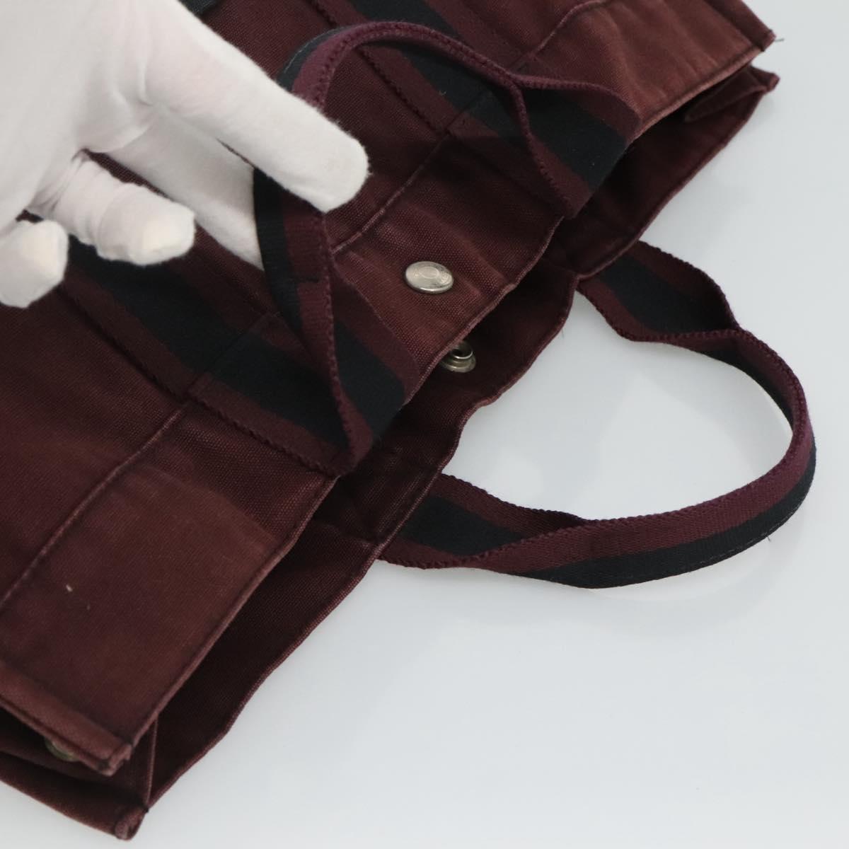 HERMES Fourre Tout MM Hand Bag Canvas Wine Red Auth th5651