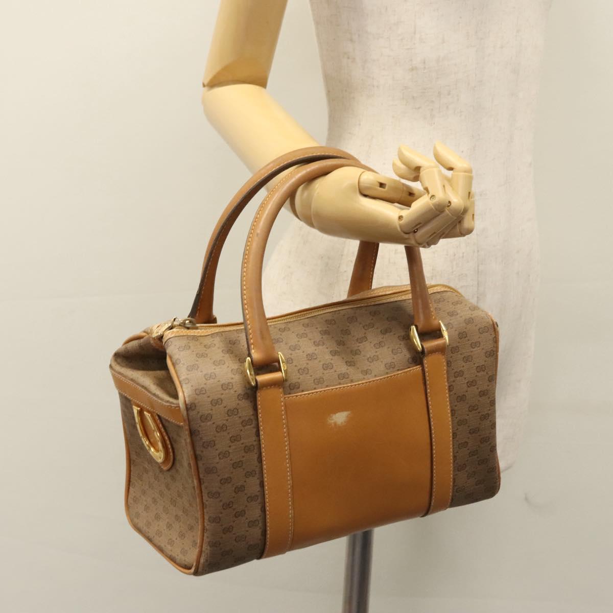 GUCCI Micro GG Supreme Hand Bag PVC Brown Gold 000 084 0158 Auth th5660