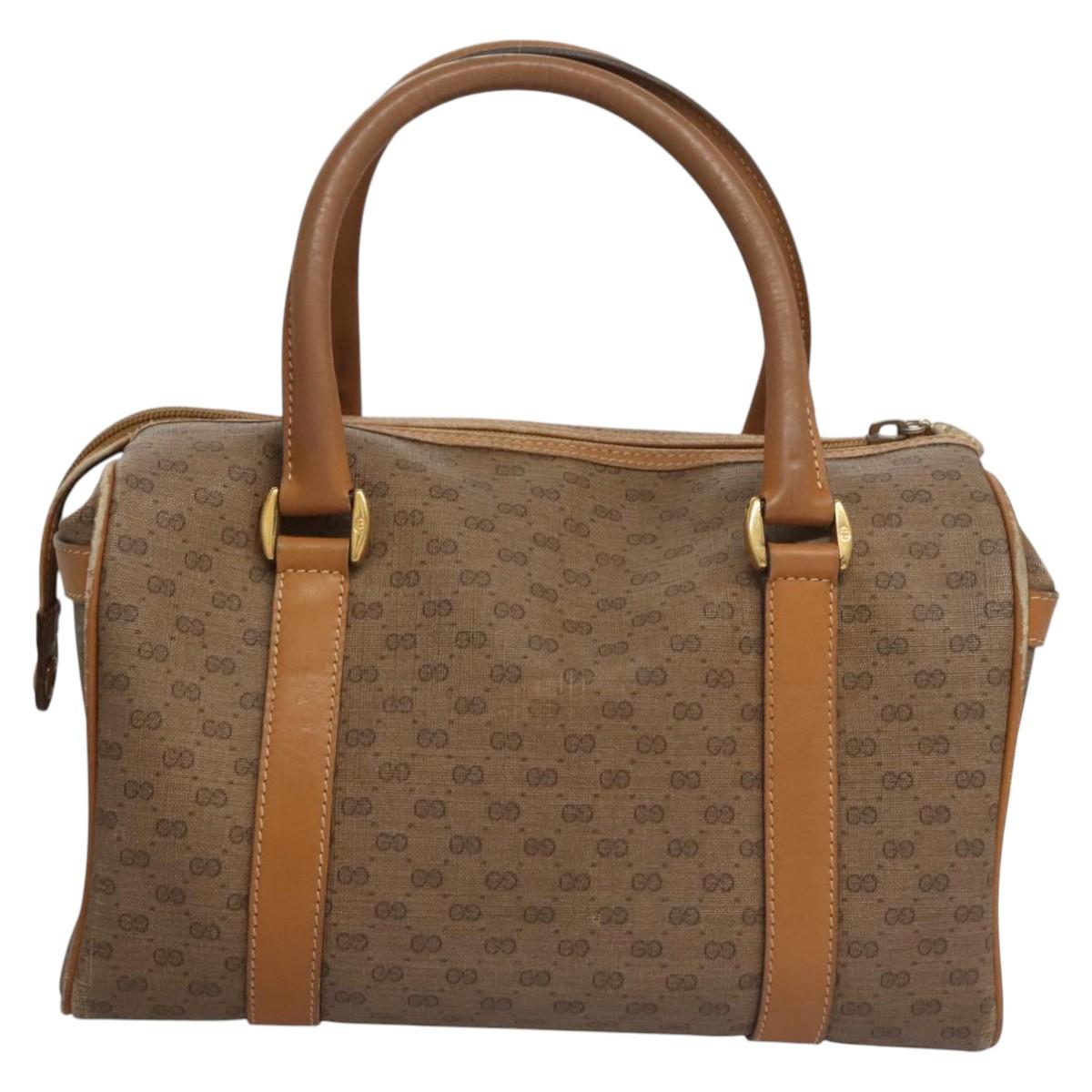 GUCCI Micro GG Supreme Hand Bag PVC Brown Gold 000 084 0158 Auth th5660