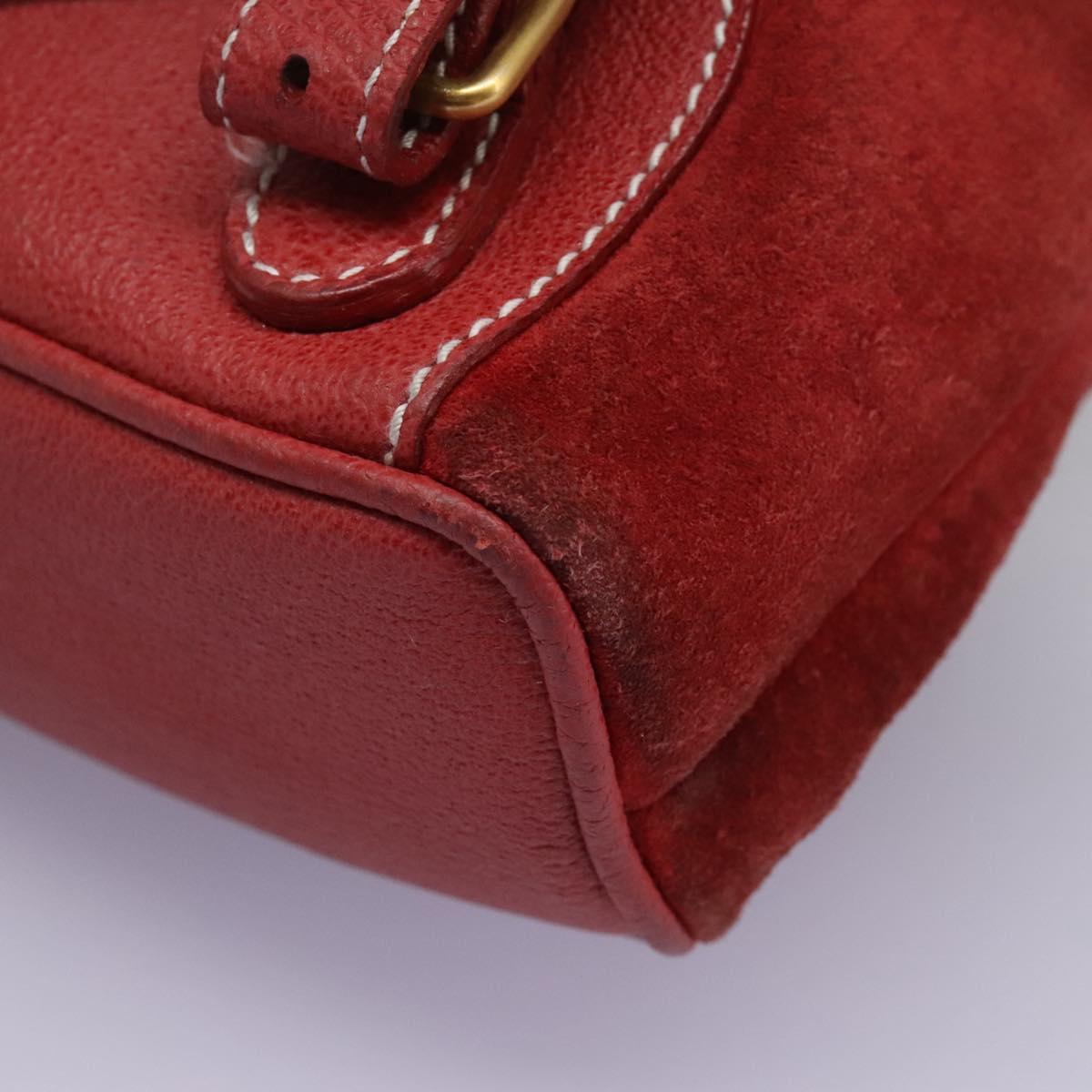 GUCCI Bamboo Backpack Suede Leather Red Gold 003 2852 0030 0 Auth th5663