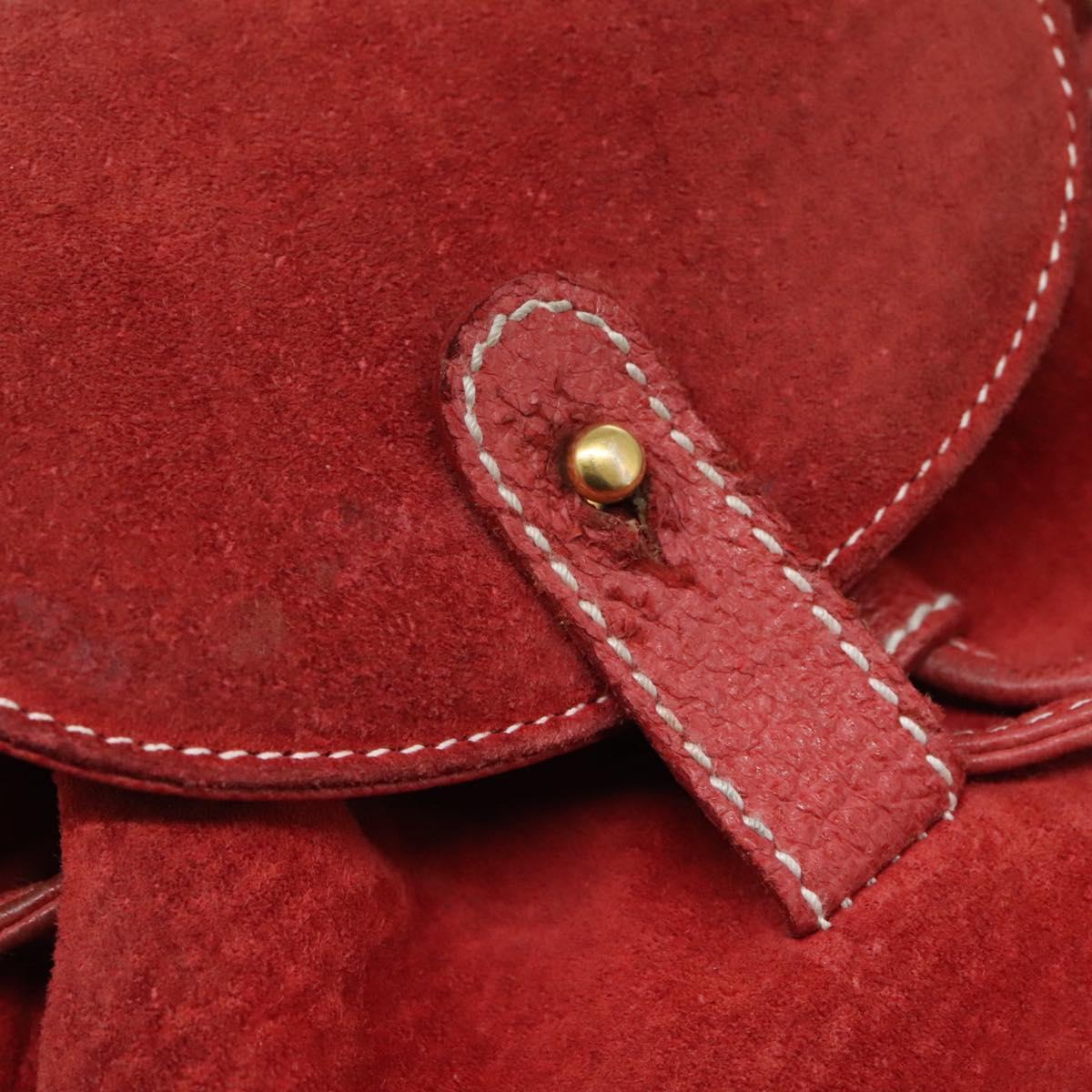 GUCCI Bamboo Backpack Suede Leather Red Gold 003 2852 0030 0 Auth th5663
