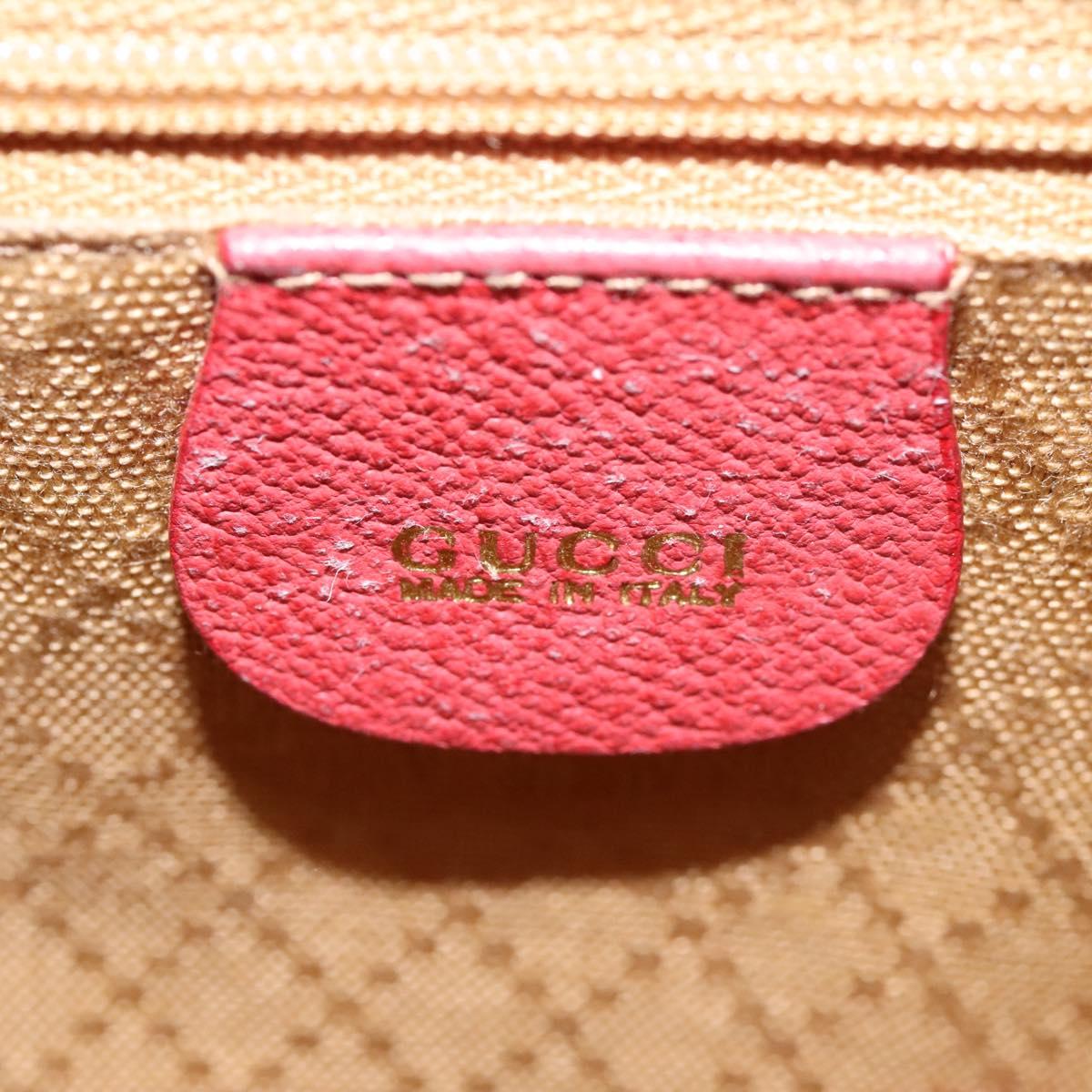 GUCCI Bamboo Backpack Suede Leather Red Gold 003 2852 0030 0 Auth th5663