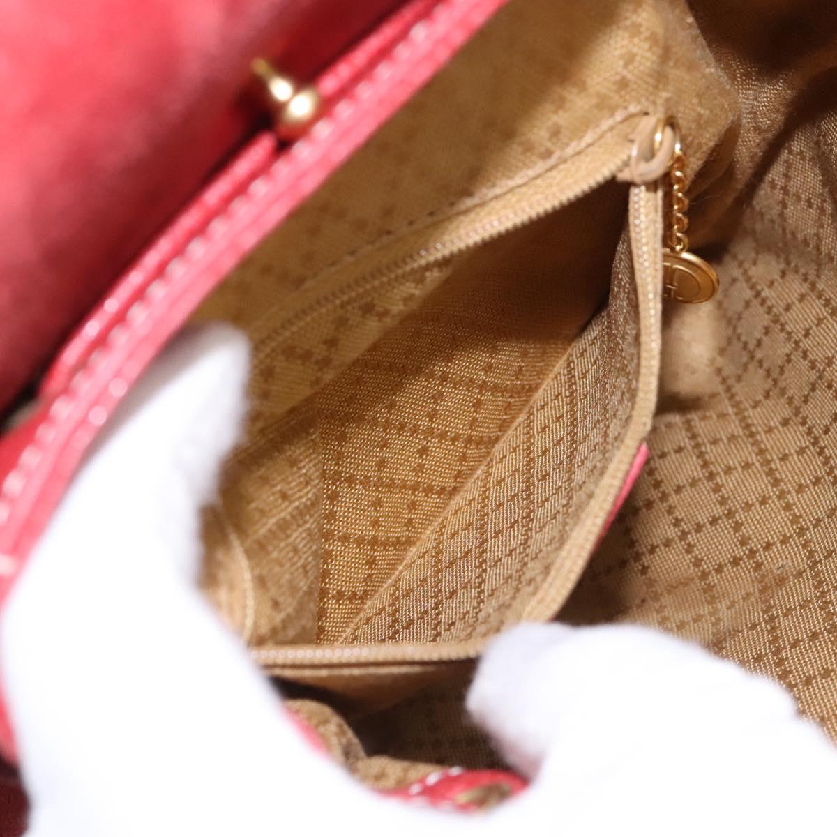 GUCCI Bamboo Backpack Suede Leather Red Gold 003 2852 0030 0 Auth th5663