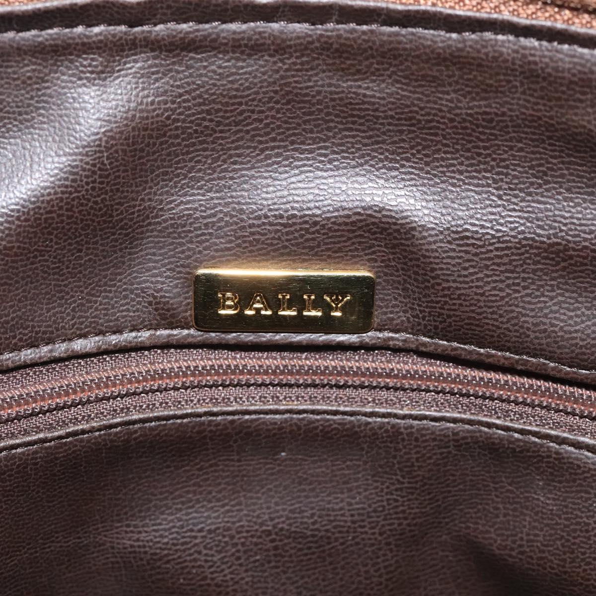 BALLY Quilted Hand Bag Leather Brown Gold Auth th5678