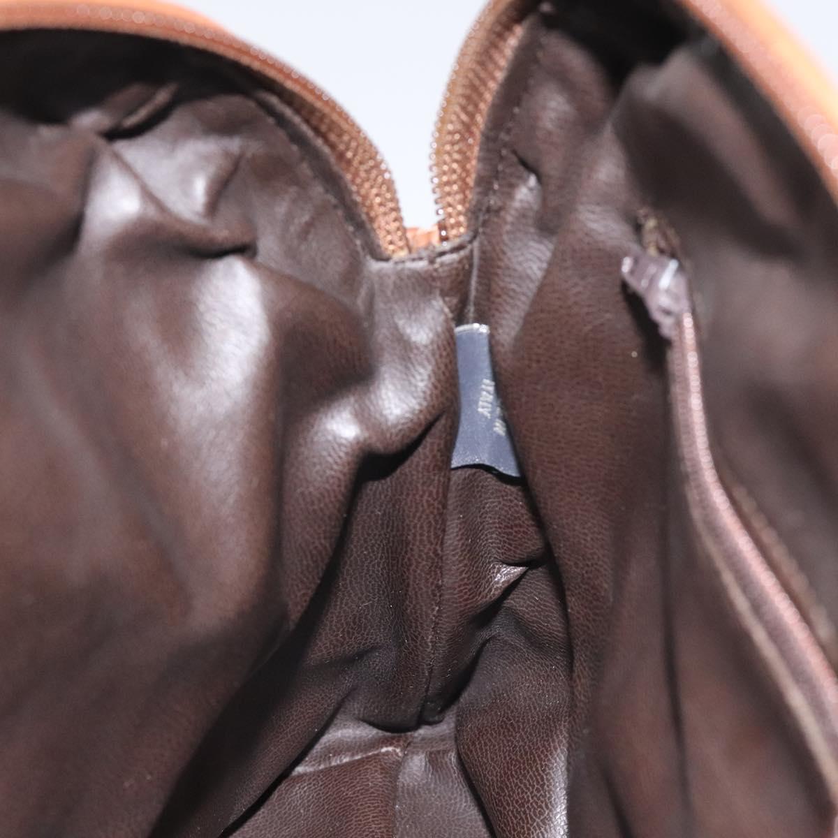 BALLY Quilted Hand Bag Leather Brown Gold Auth th5678