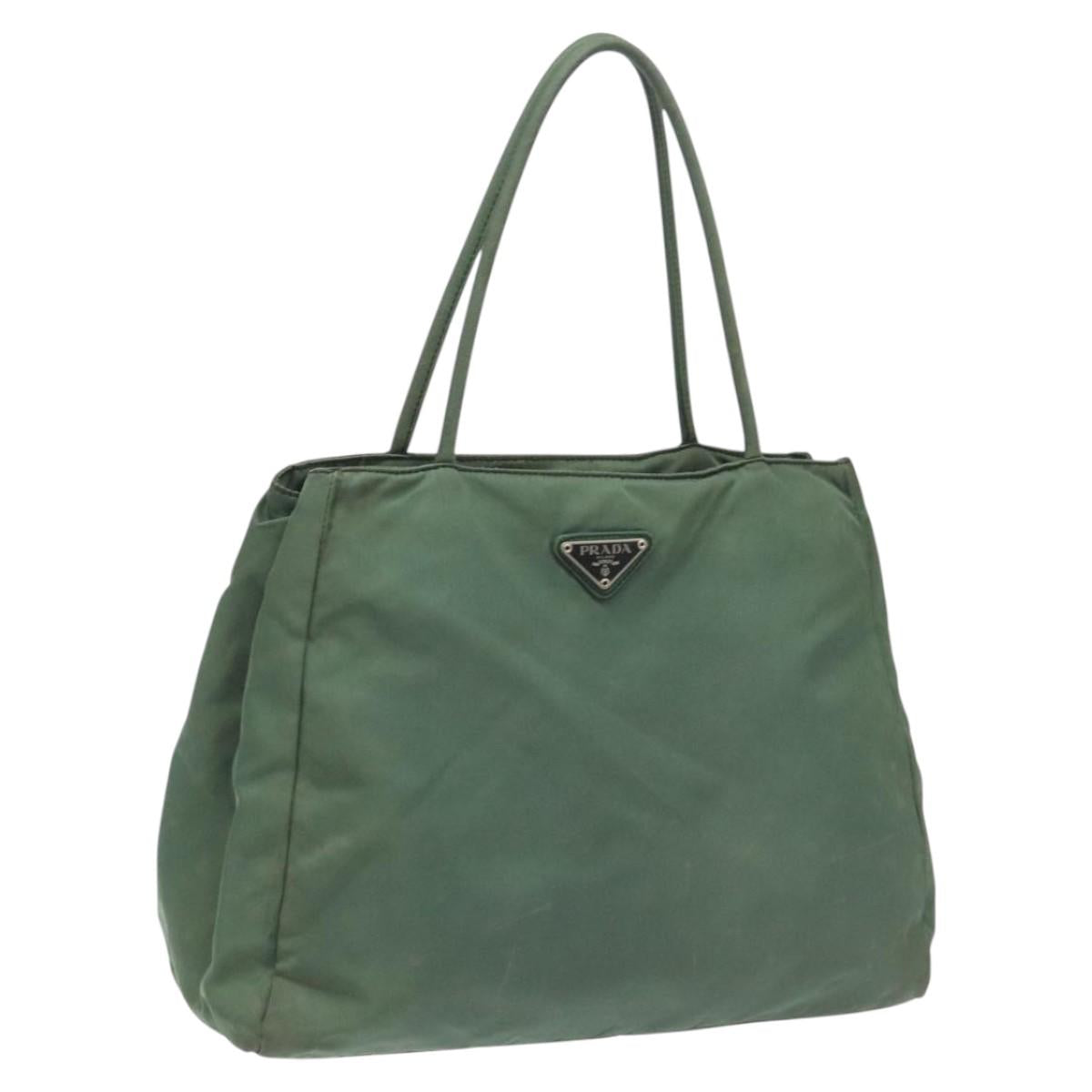 PRADA Hand Bag Nylon Khaki Auth th5681