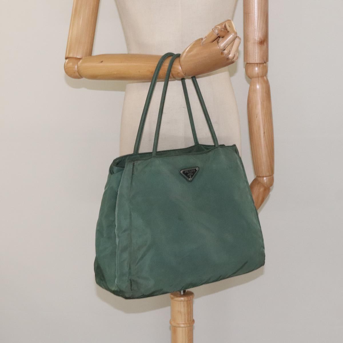 PRADA Hand Bag Nylon Khaki Auth th5681