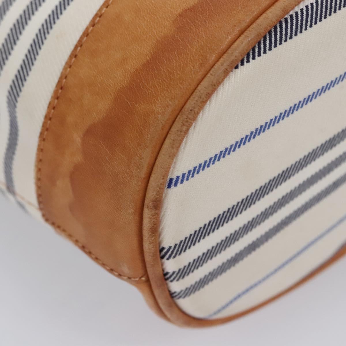 BURBERRY Backpack Canvas White Brown Auth th5698