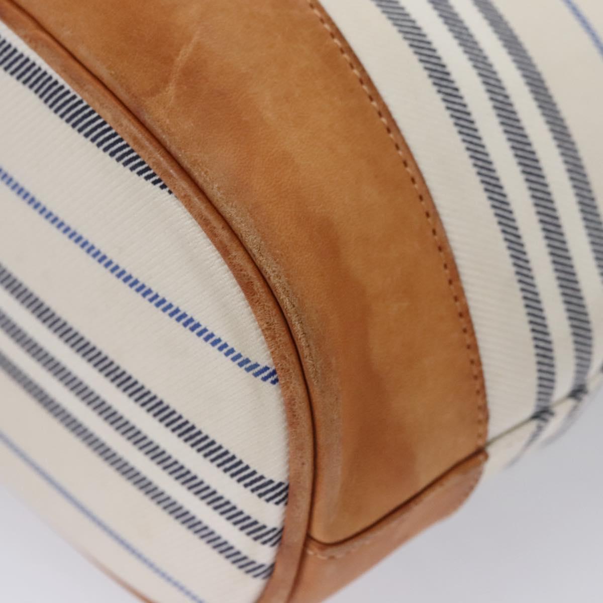 BURBERRY Backpack Canvas White Brown Auth th5698