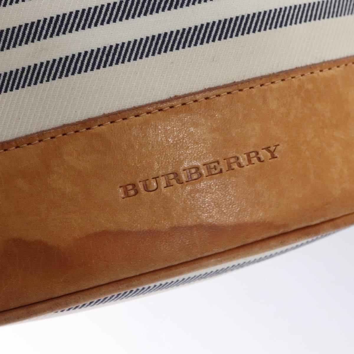 BURBERRY Backpack Canvas White Brown Auth th5698