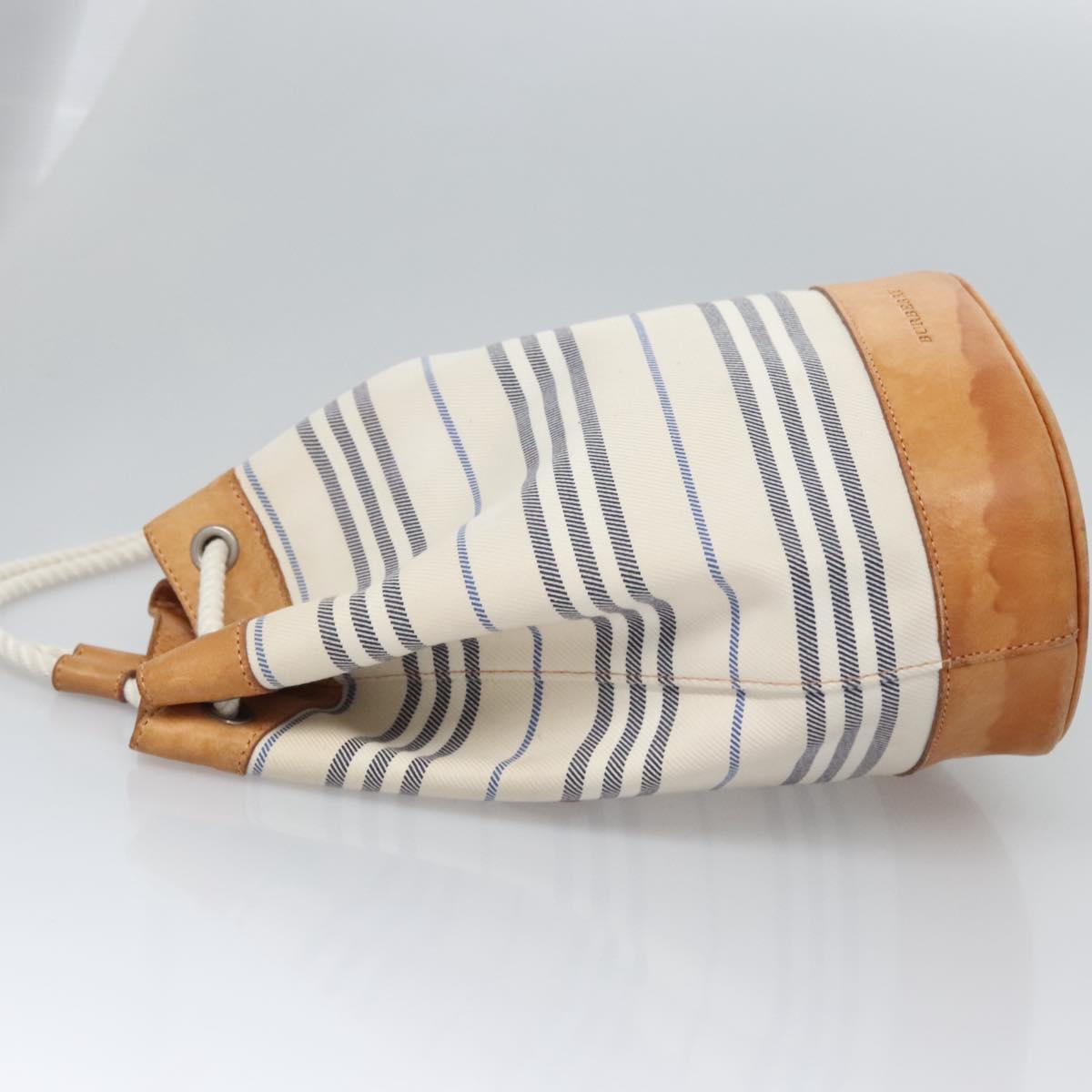 BURBERRY Backpack Canvas White Brown Auth th5698