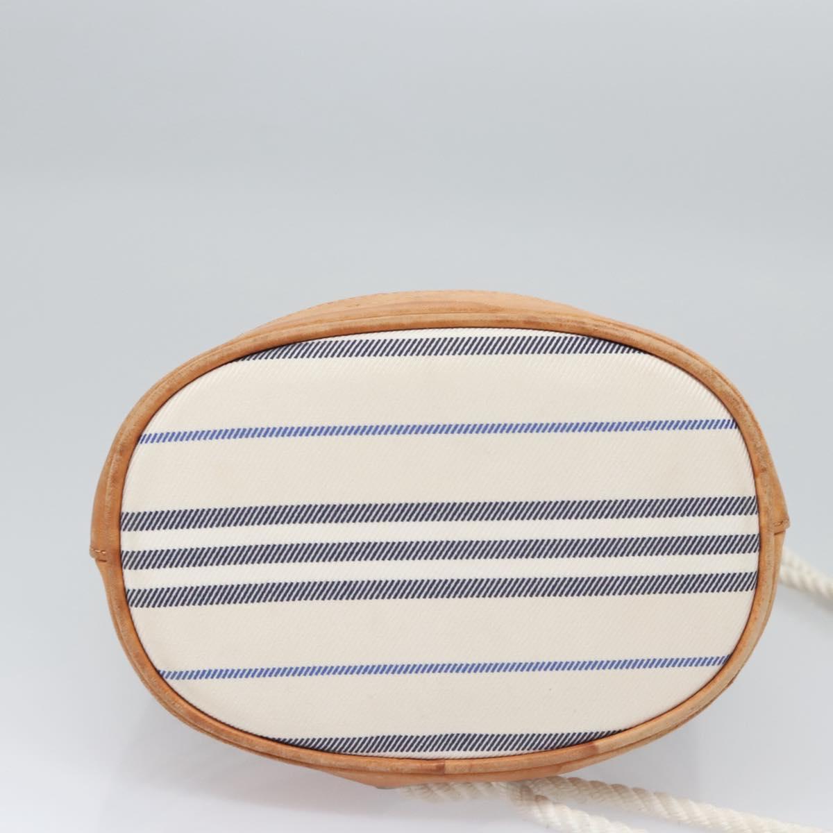 BURBERRY Backpack Canvas White Brown Auth th5698