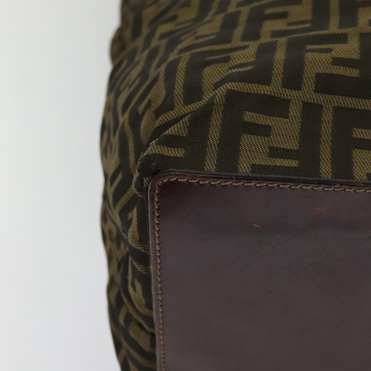 FENDI Zucca Canvas Hand Bag Brown Black Auth th5711
