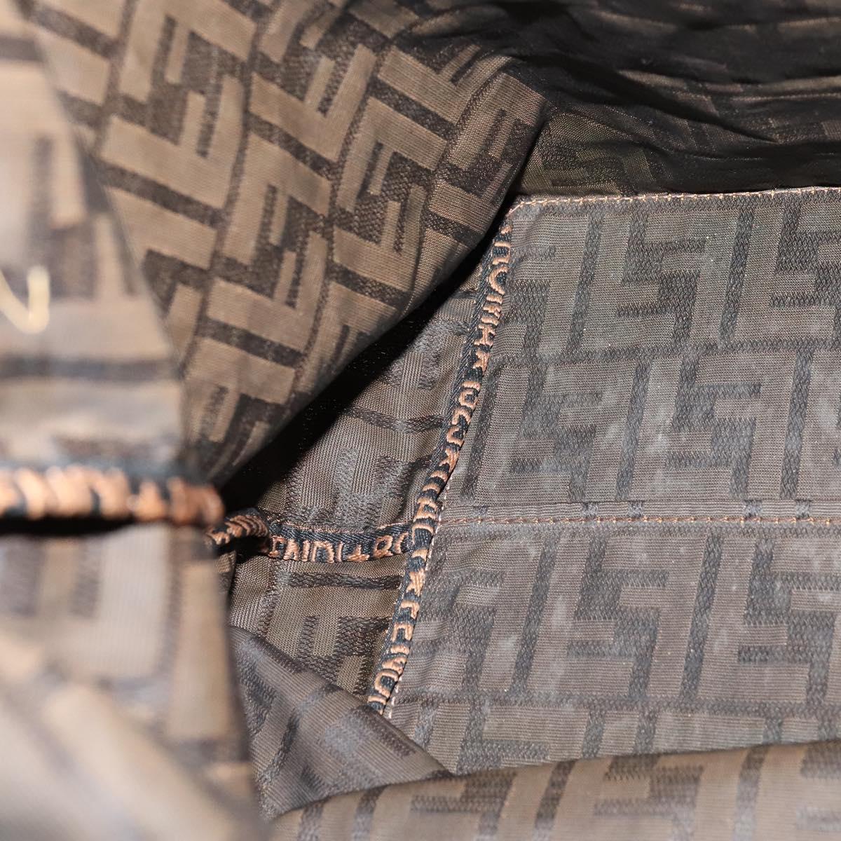 FENDI Zucca Canvas Hand Bag Brown Black Auth th5711
