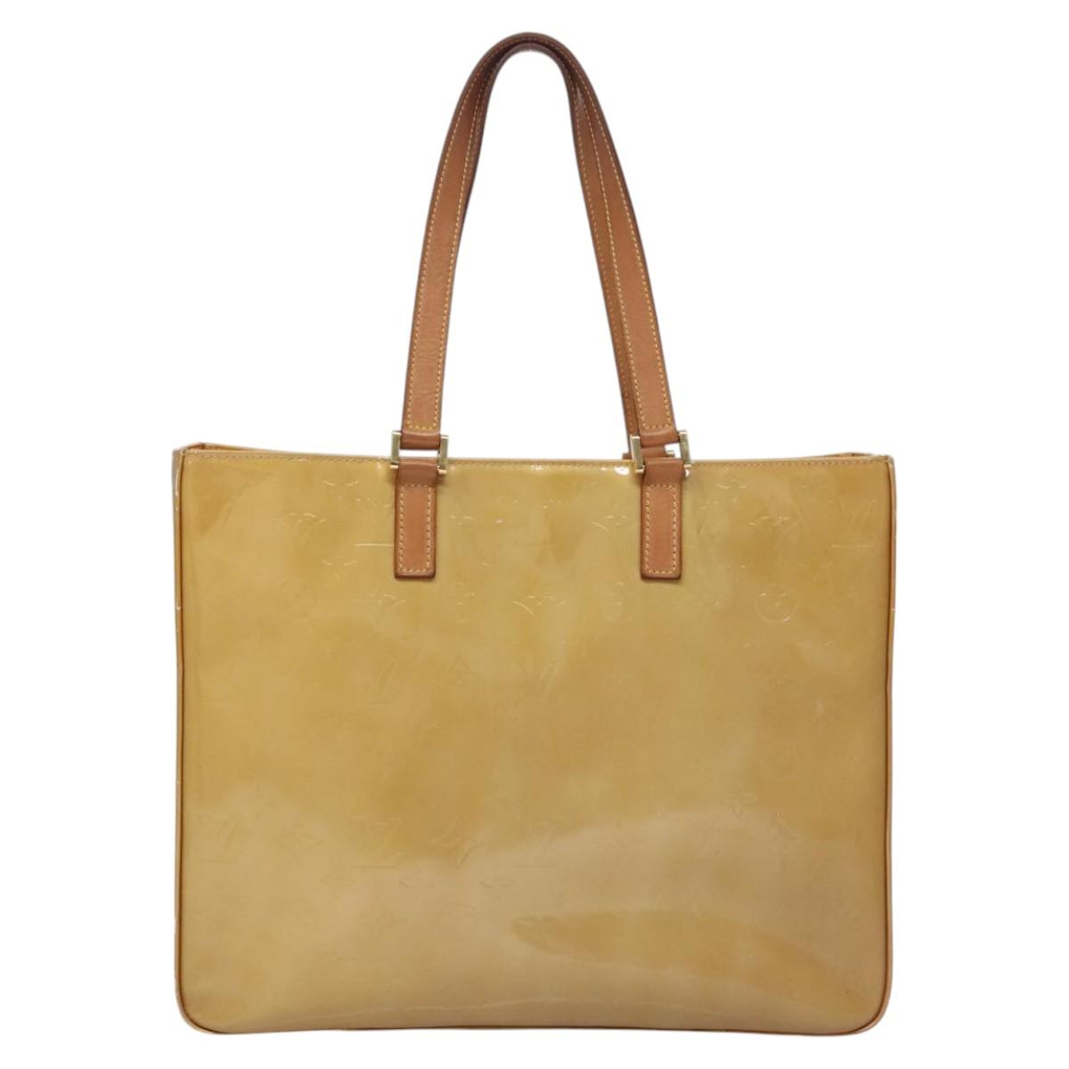 LOUIS VUITTON Monogram Vernis Columbus Tote Bag Beige M91023 LV Auth th5734