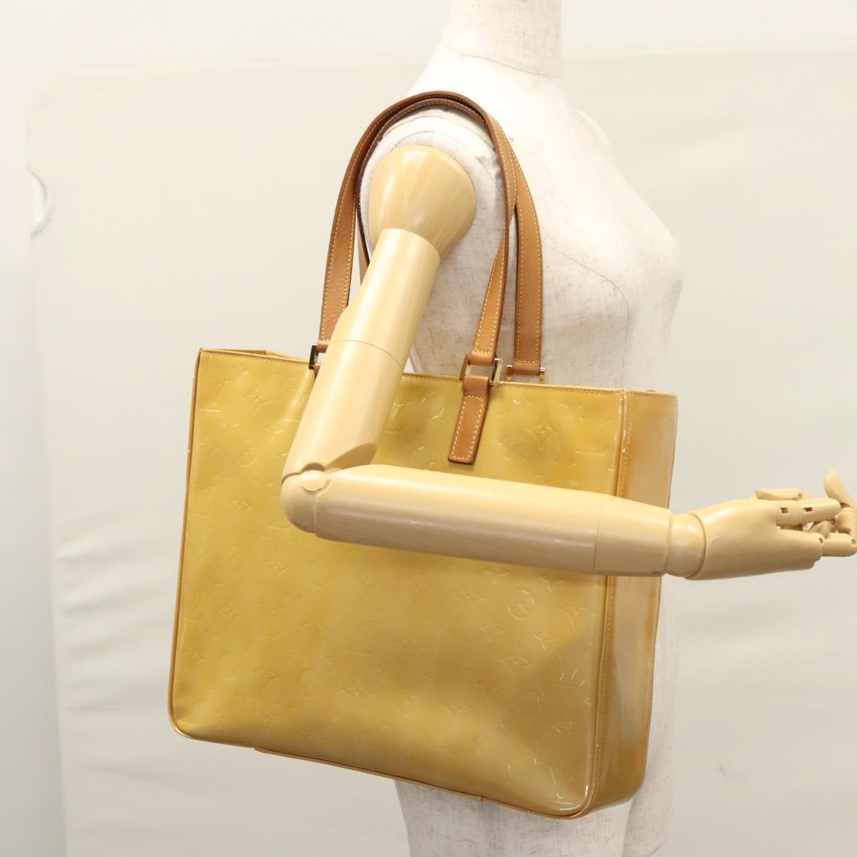 LOUIS VUITTON Monogram Vernis Columbus Tote Bag Beige M91023 LV Auth th5734