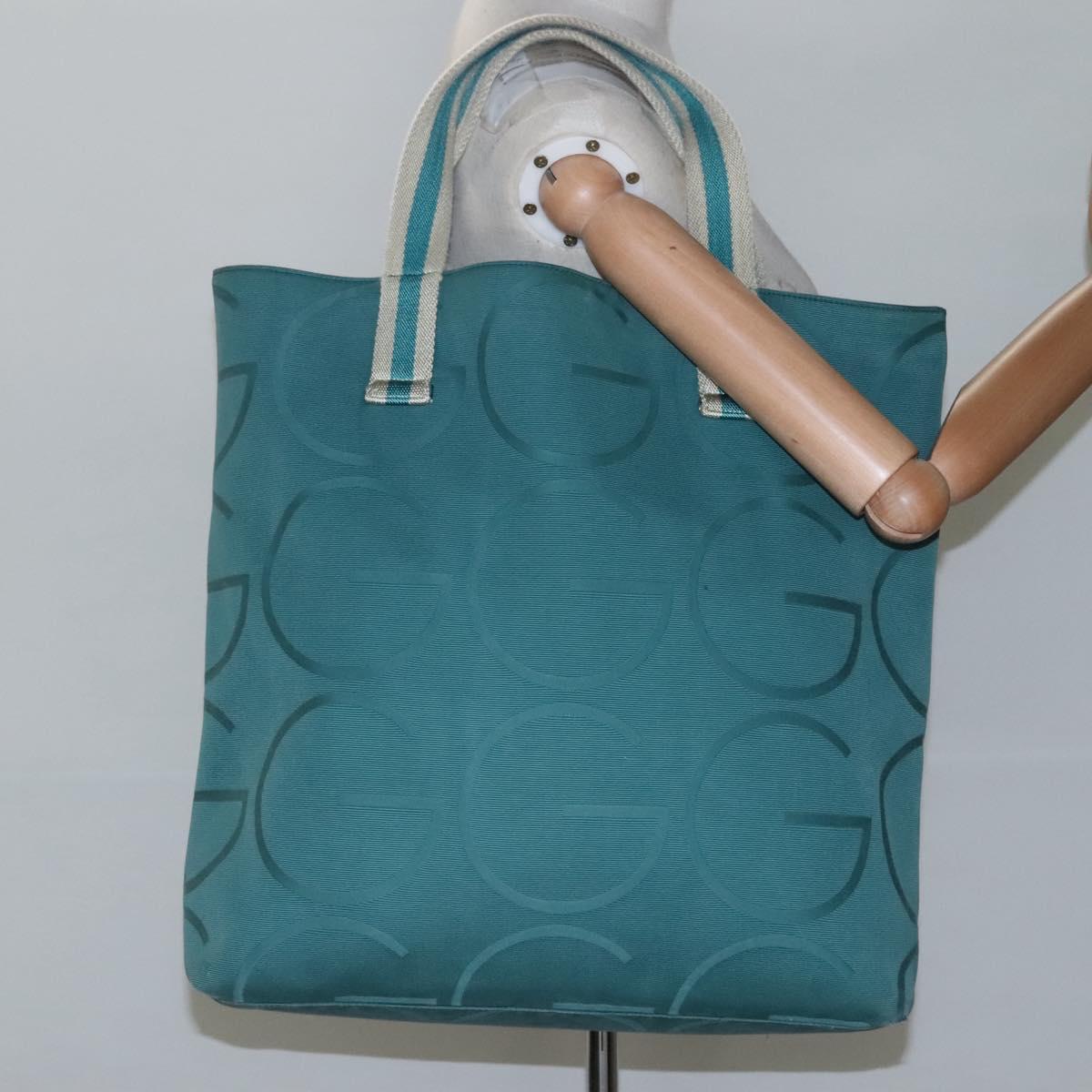 GUCCI Tote Bag Canvas Blue 123439 Auth th5768