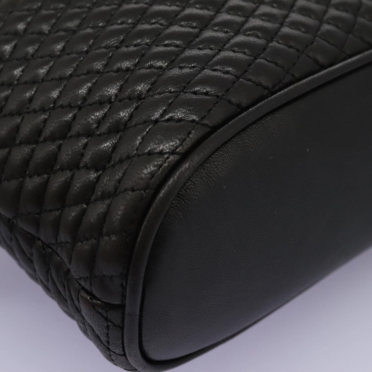 BALLY Chain Shoulder Bag Leather Black Gold Auth th5773