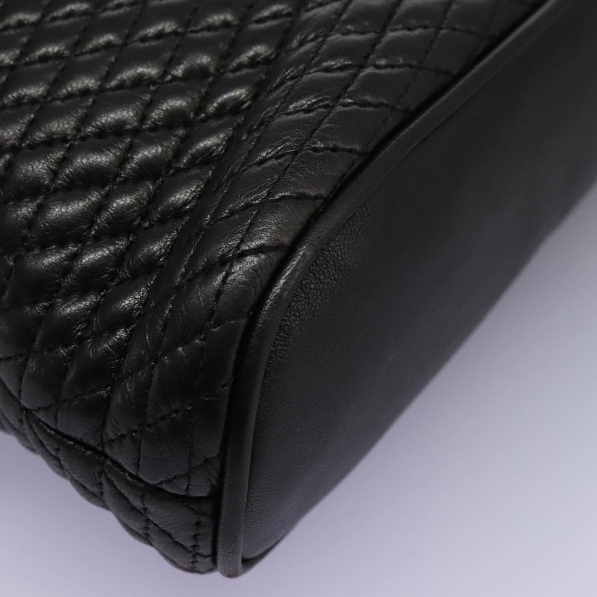 BALLY Chain Shoulder Bag Leather Black Gold Auth th5773