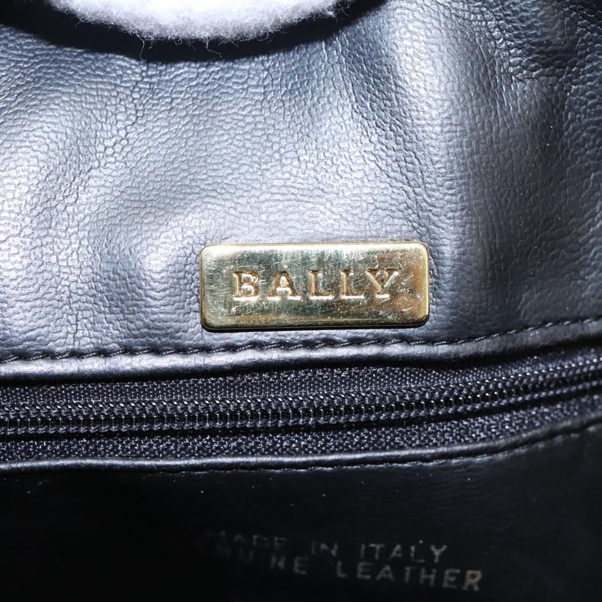 BALLY Chain Shoulder Bag Leather Black Gold Auth th5773