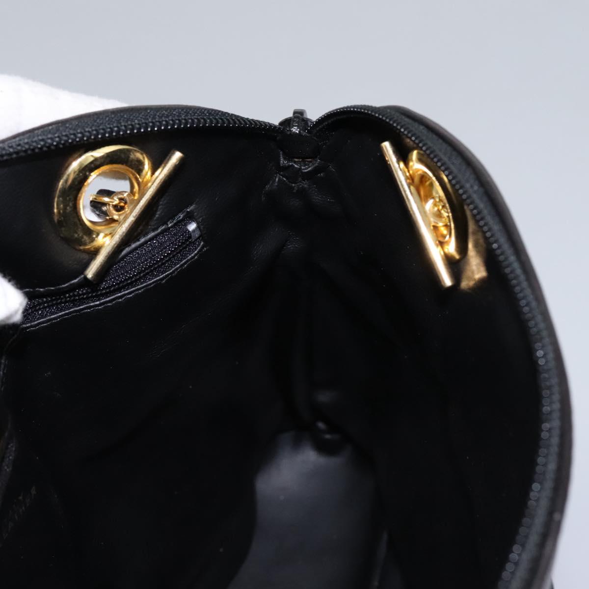 BALLY Chain Shoulder Bag Leather Black Gold Auth th5773