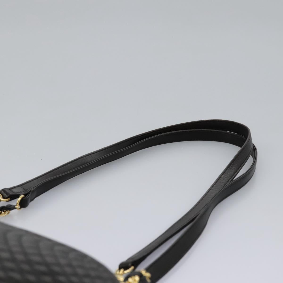 BALLY Chain Shoulder Bag Leather Black Gold Auth th5773