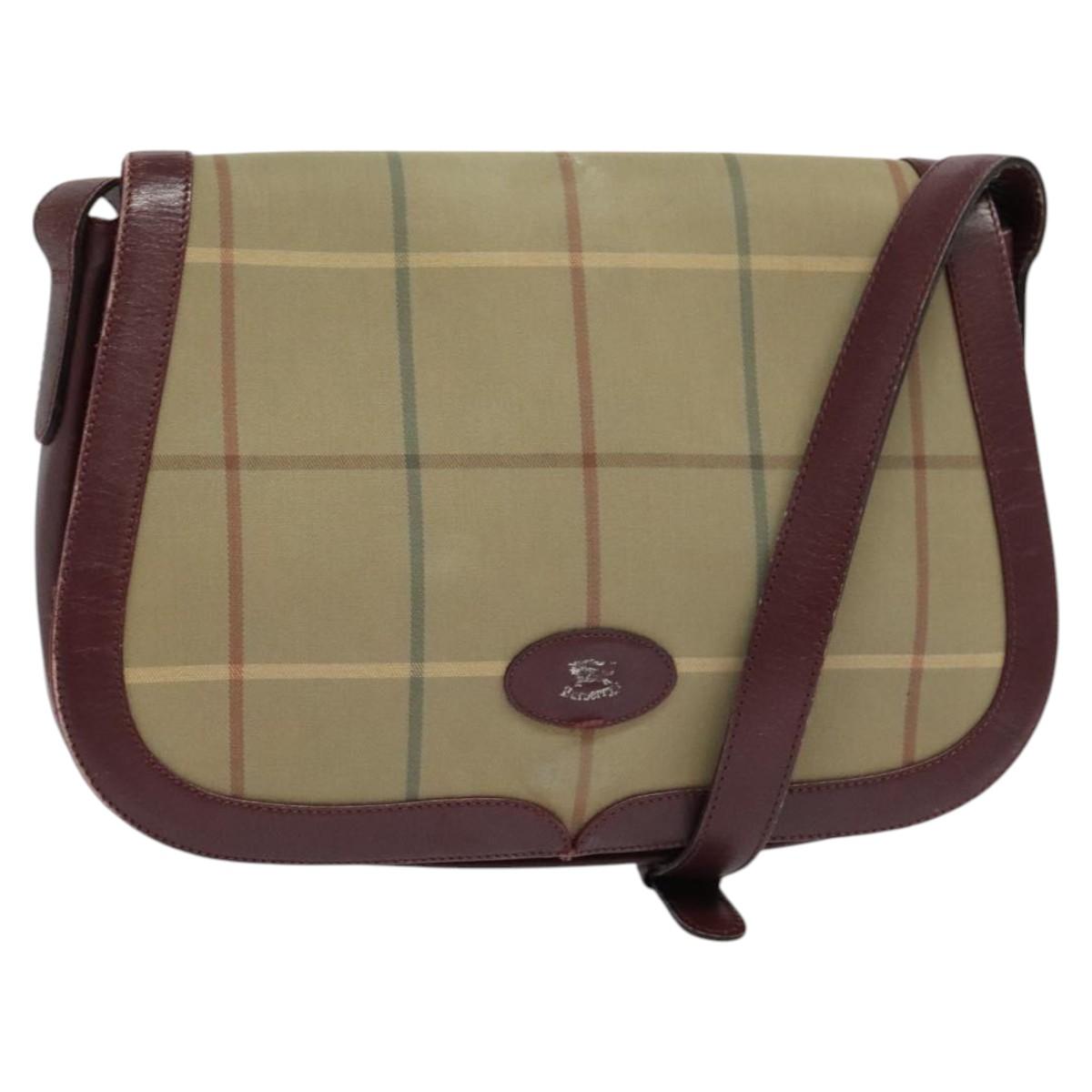 Burberrys Nova Check Shoulder Bag Canvas Beige Gold Auth th5781