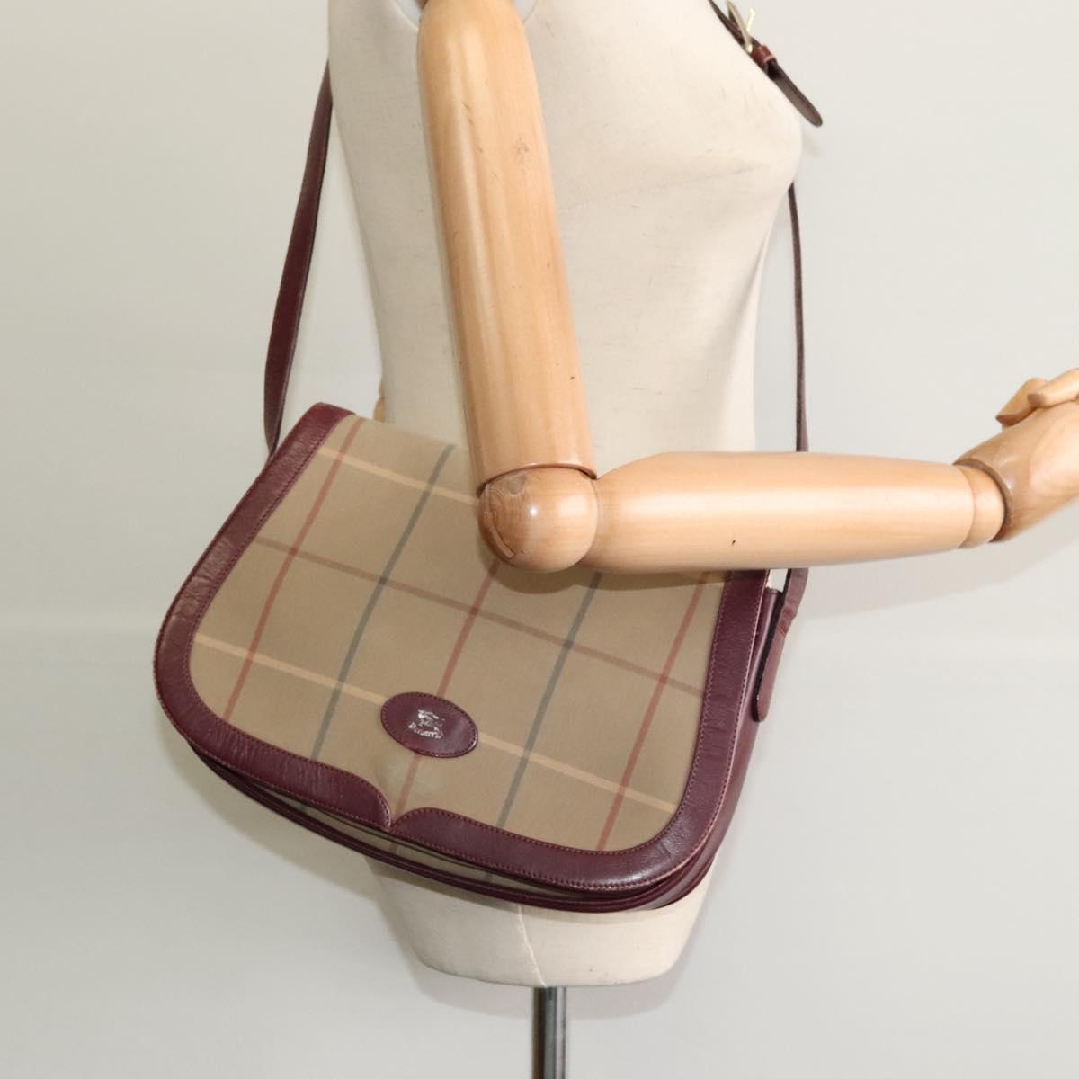 Burberrys Nova Check Shoulder Bag Canvas Beige Gold Auth th5781