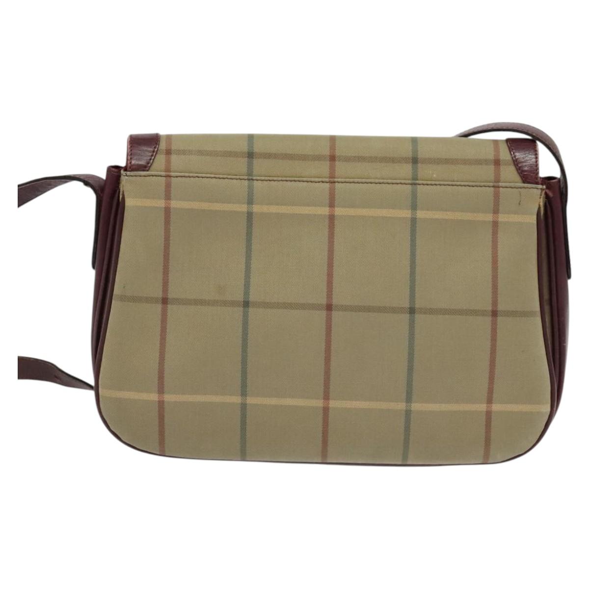 Burberrys Nova Check Shoulder Bag Canvas Beige Gold Auth th5781