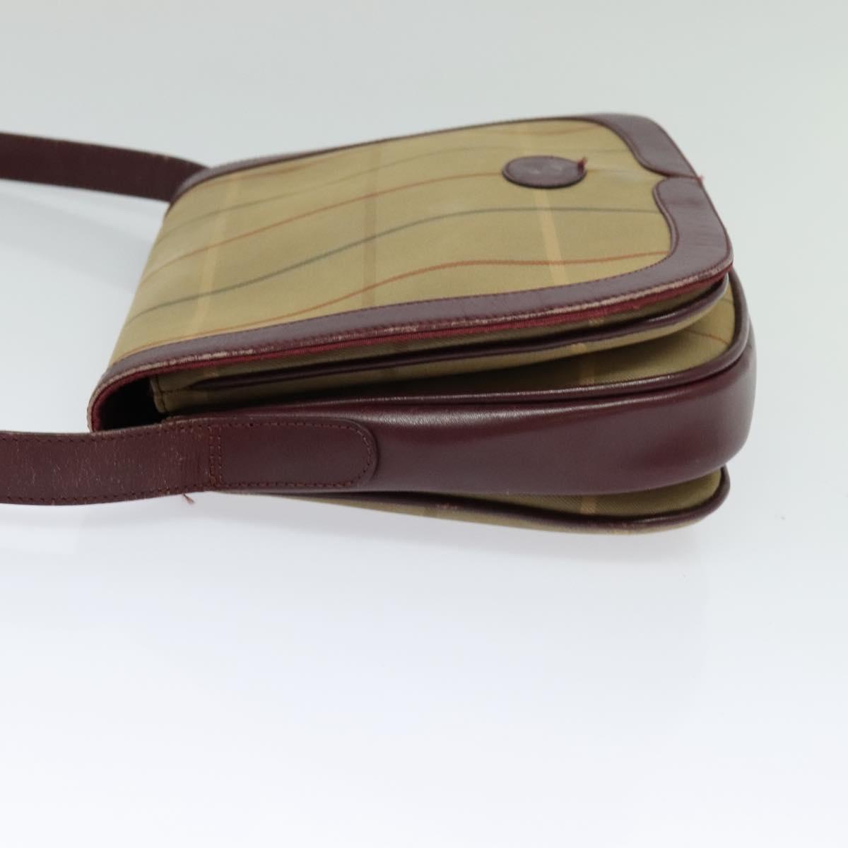 Burberrys Nova Check Shoulder Bag Canvas Beige Gold Auth th5781