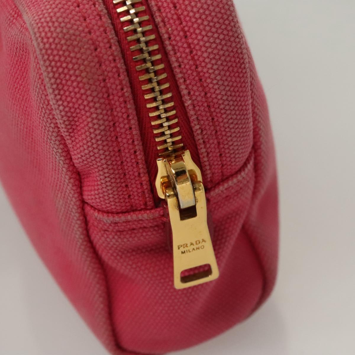 PRADA Pouch Canvas Pink Auth th5806