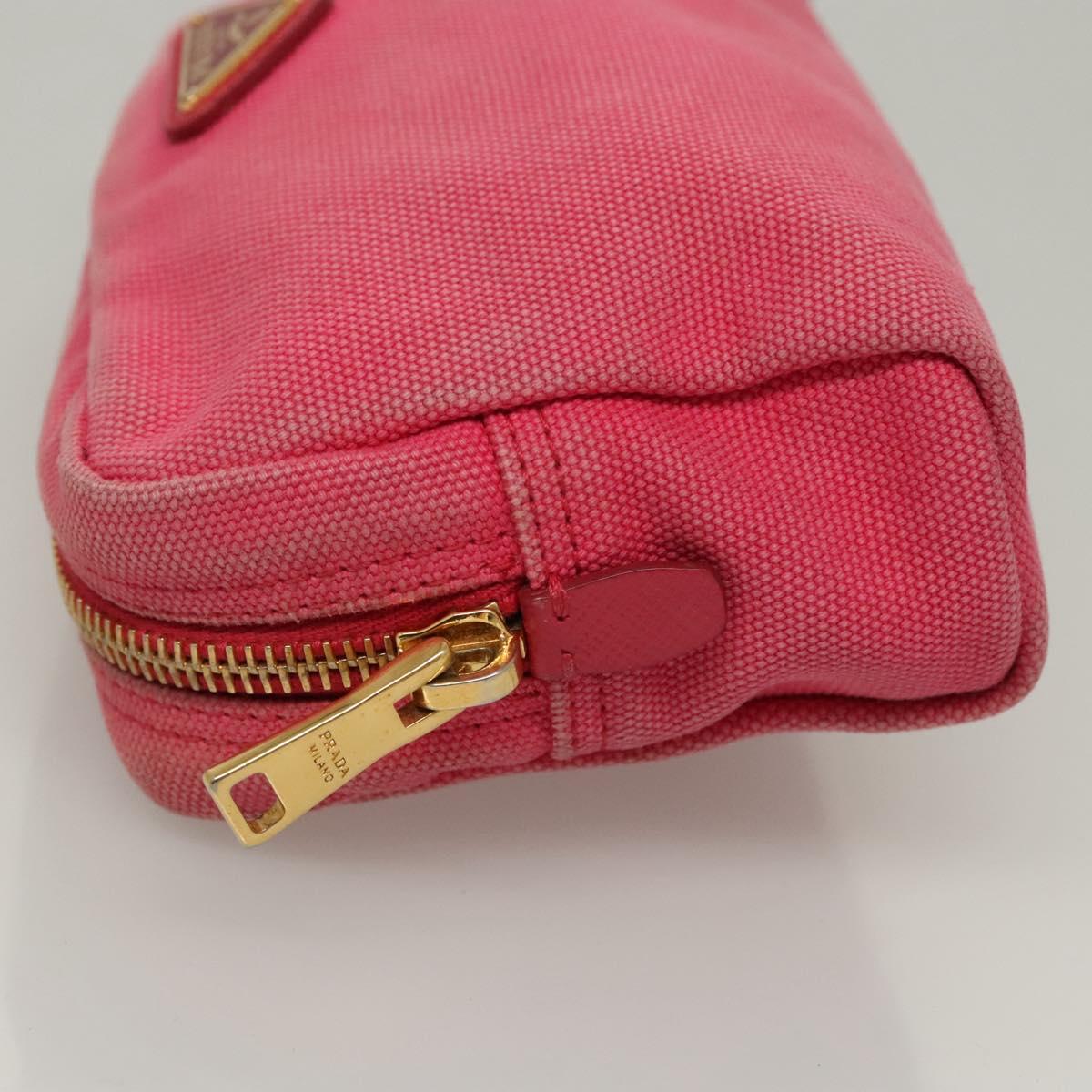 PRADA Pouch Canvas Pink Auth th5806