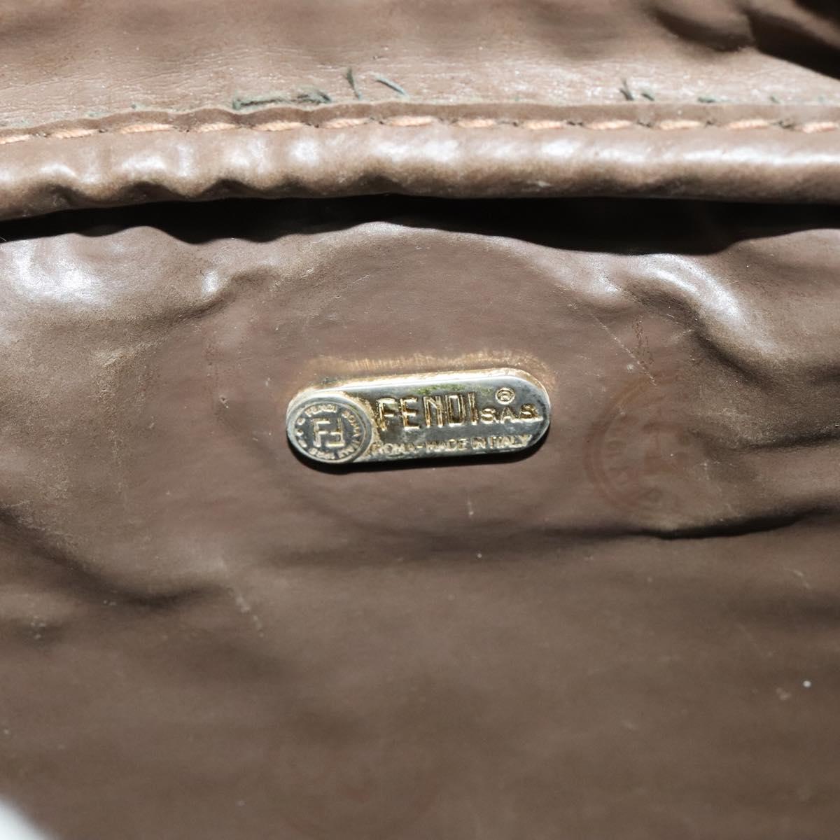 FENDI Zucchino Canvas Shoulder Bag Brown Auth th5809