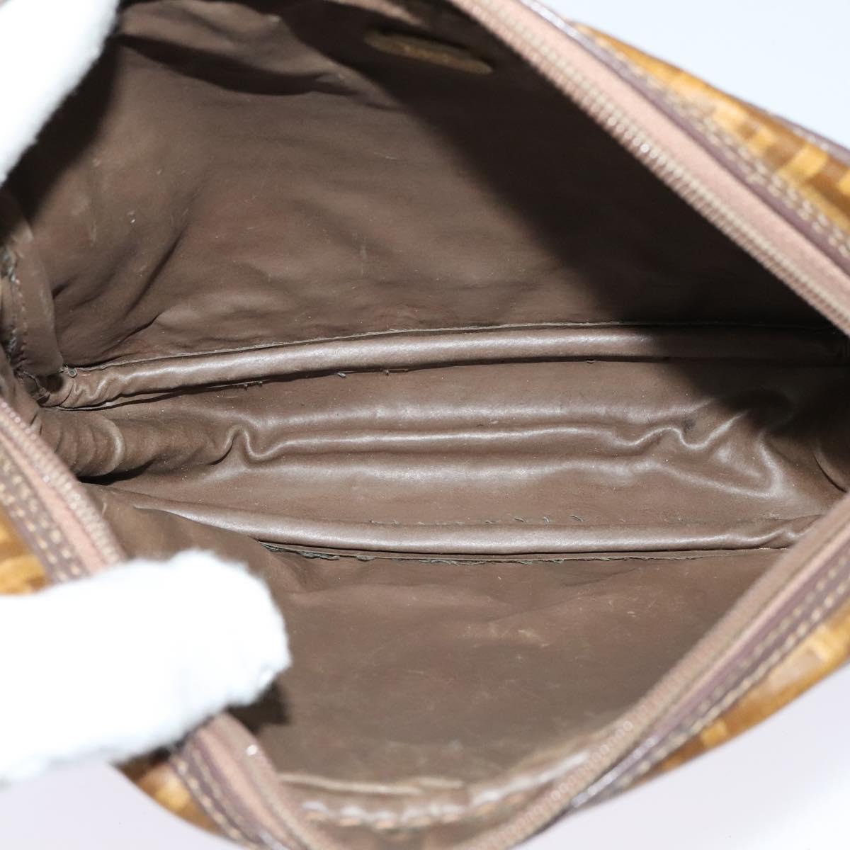 FENDI Zucchino Canvas Shoulder Bag Brown Auth th5809