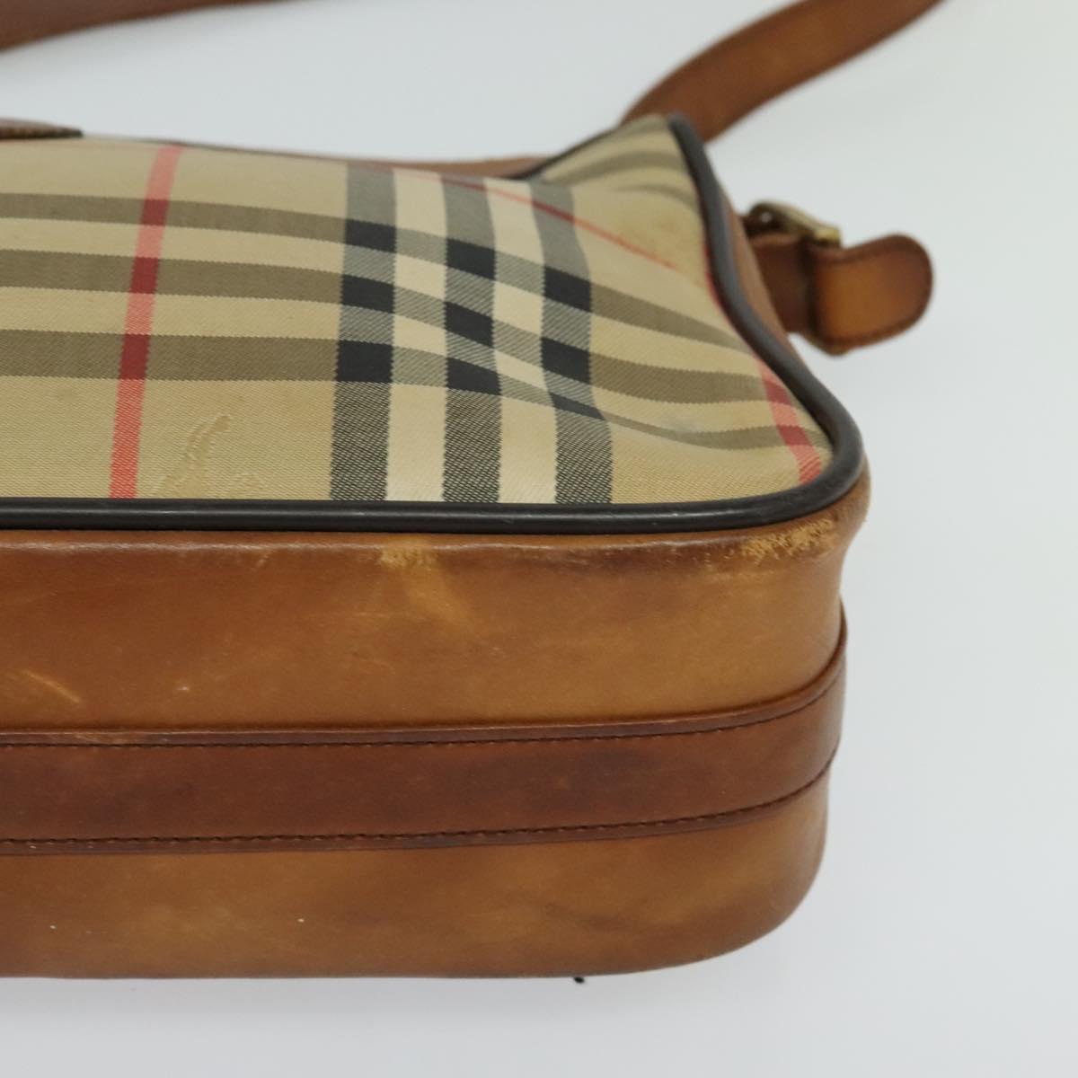 Burberrys Nova Check Shoulder Bag Canvas Beige Auth th5811