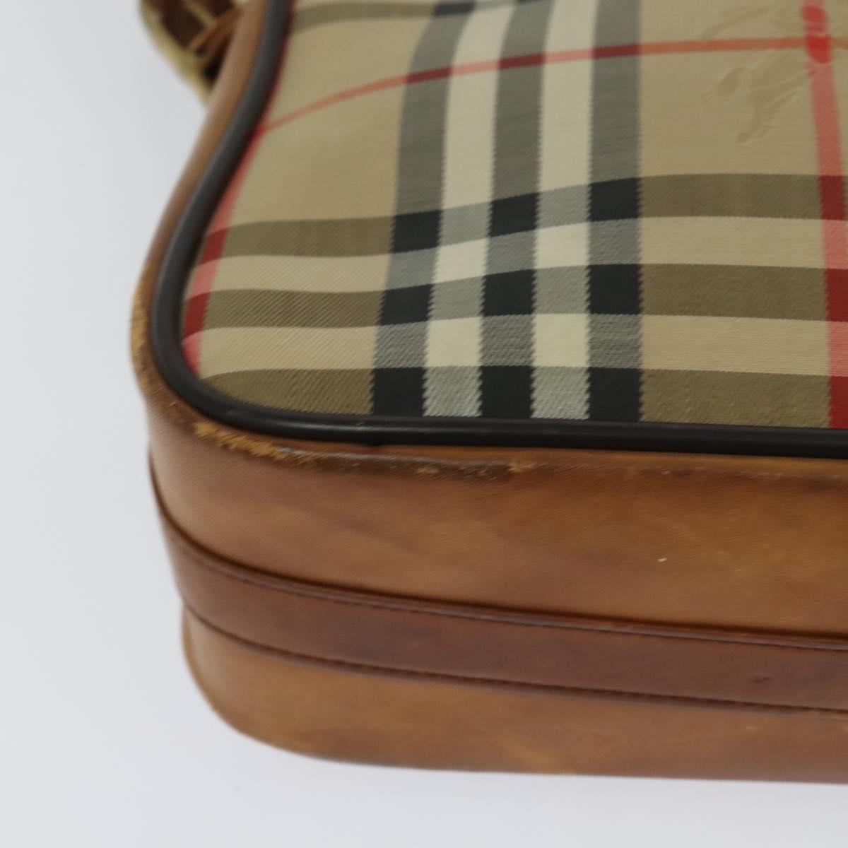 Burberrys Nova Check Shoulder Bag Canvas Beige Auth th5811