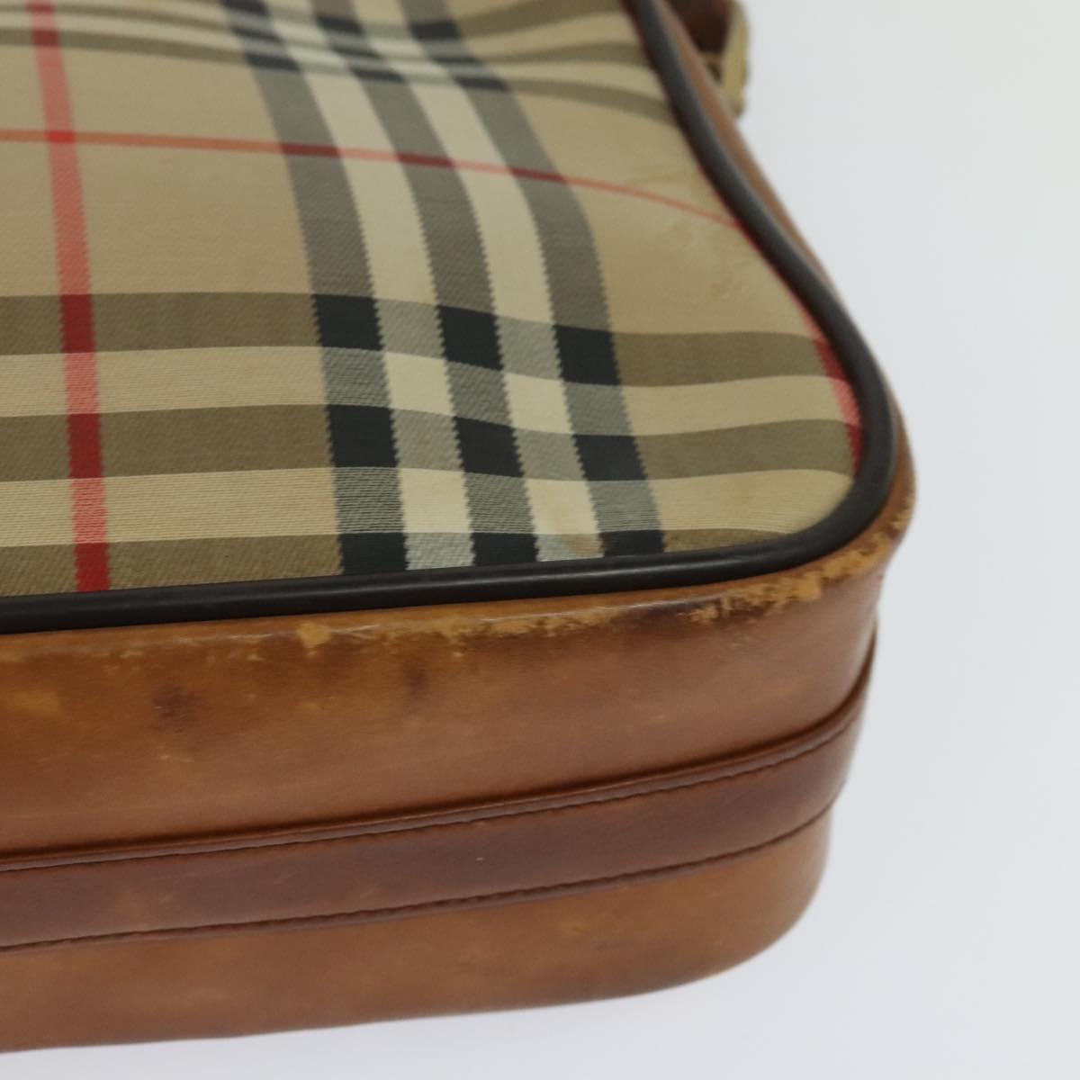 Burberrys Nova Check Shoulder Bag Canvas Beige Auth th5811