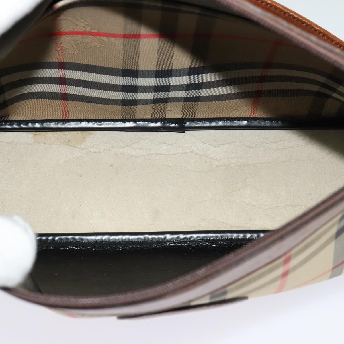 Burberrys Nova Check Shoulder Bag Canvas Beige Auth th5811