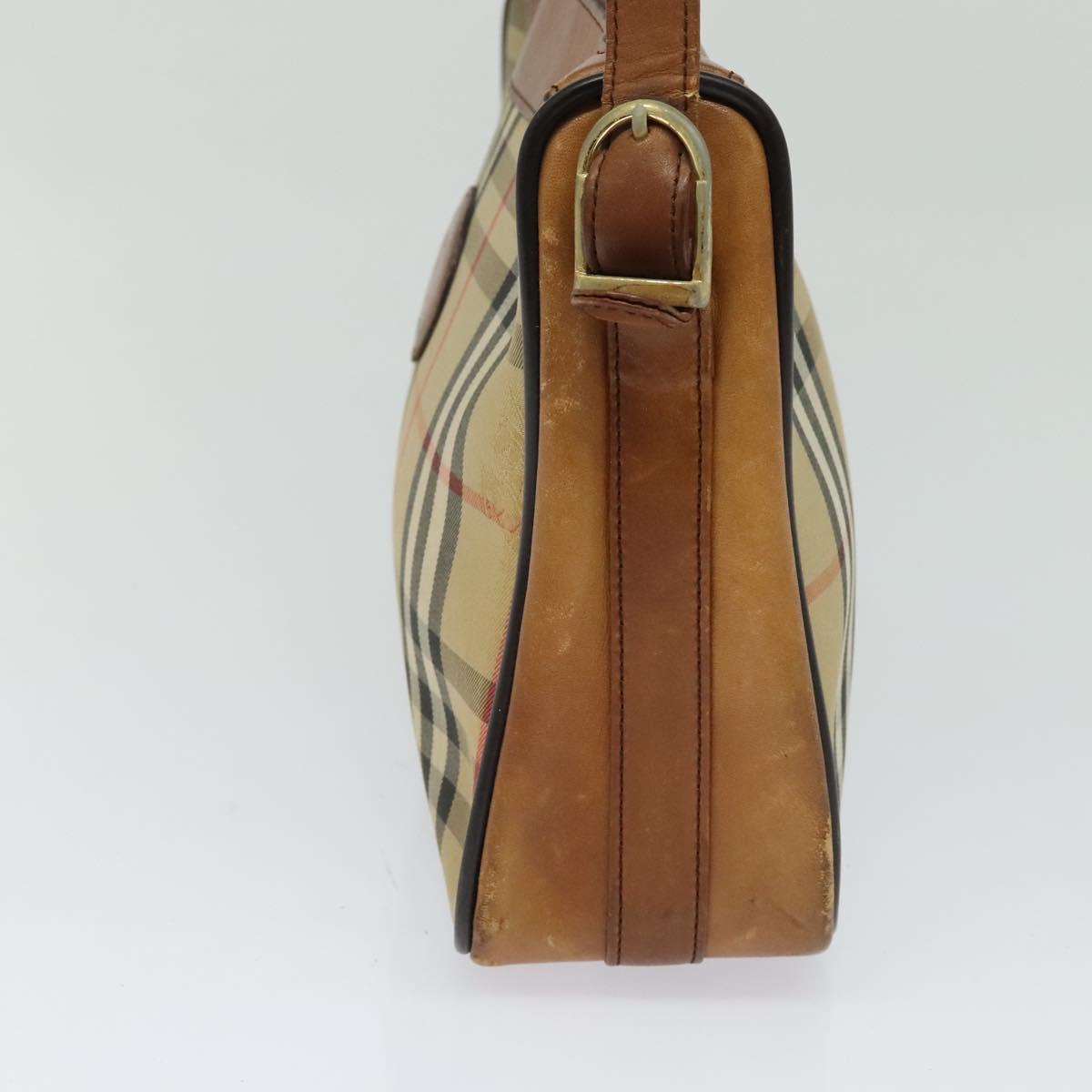 Burberrys Nova Check Shoulder Bag Canvas Beige Auth th5811