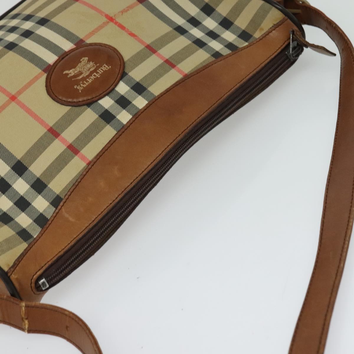 Burberrys Nova Check Shoulder Bag Canvas Beige Auth th5811