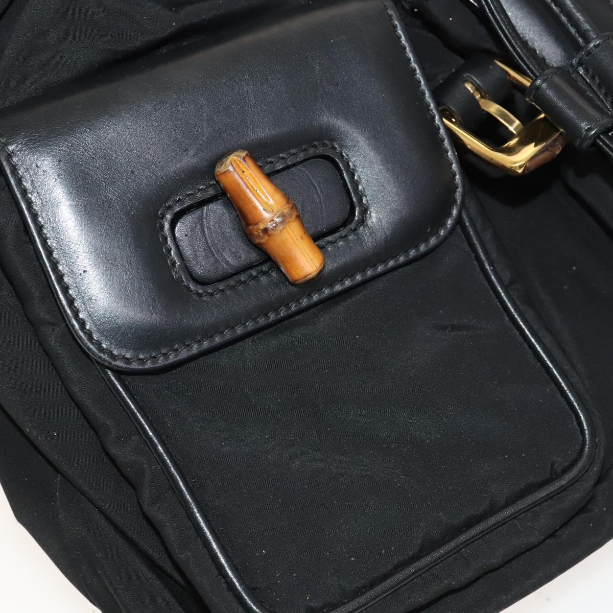 GUCCI Bamboo Backpack Leather Black Auth th5812