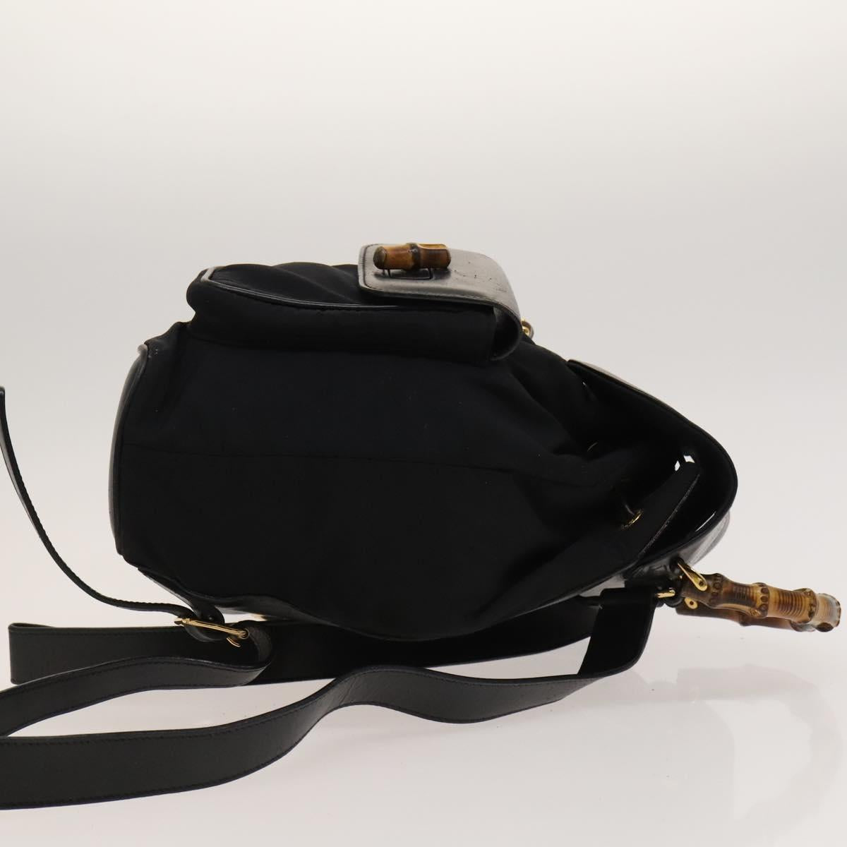 GUCCI Bamboo Backpack Leather Black Auth th5812