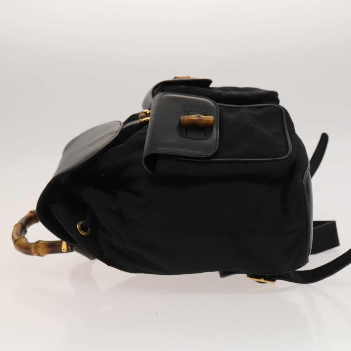 GUCCI Bamboo Backpack Leather Black Auth th5812