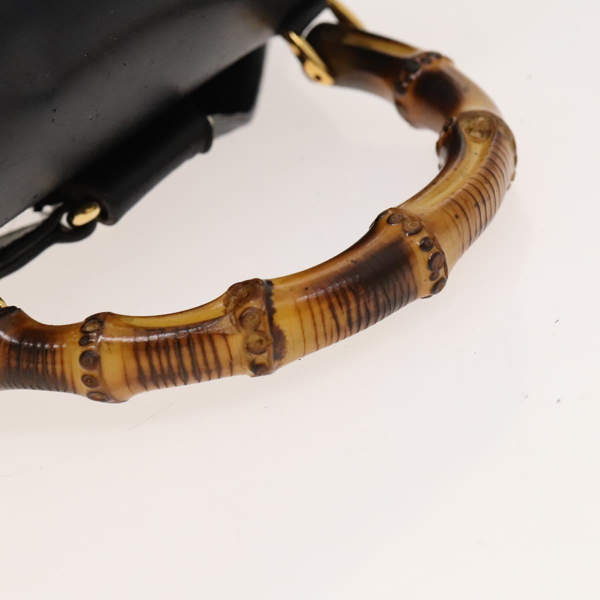 GUCCI Bamboo Backpack Leather Black Auth th5812