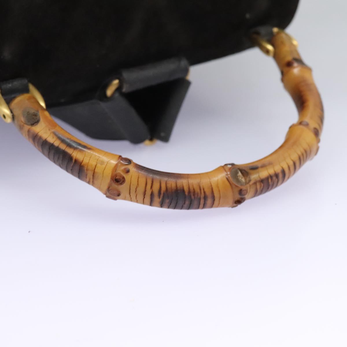 GUCCI Bamboo Backpack Suede Black Gold 003 2058 0016 Auth th5828