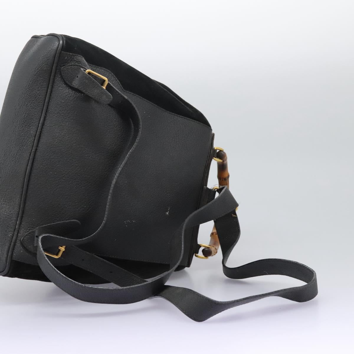 GUCCI Bamboo Backpack Suede Black Gold 003 2058 0016 Auth th5828
