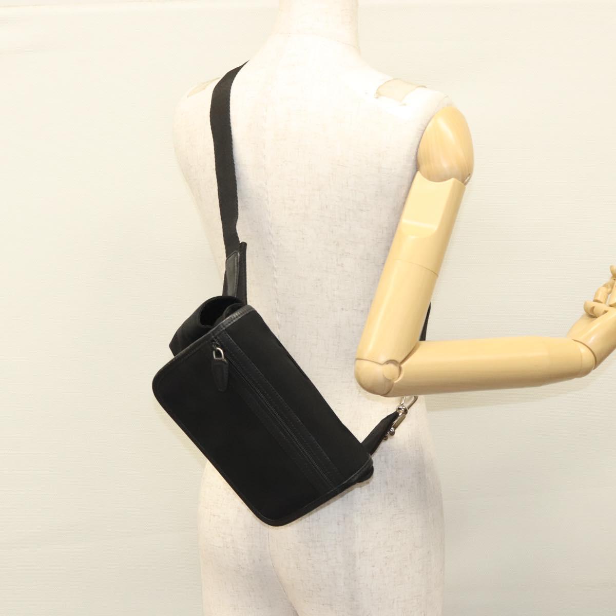 BALLY Waist bag Canvas Black Silver Auth th5841